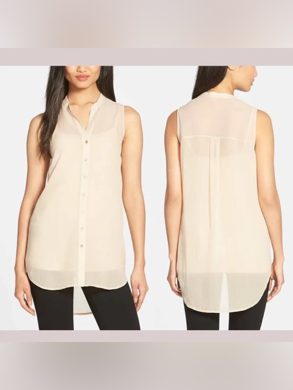 Eileen Fisher Sleeveless Mandarin Collar Silk Tunic Tank Top 1X NWT